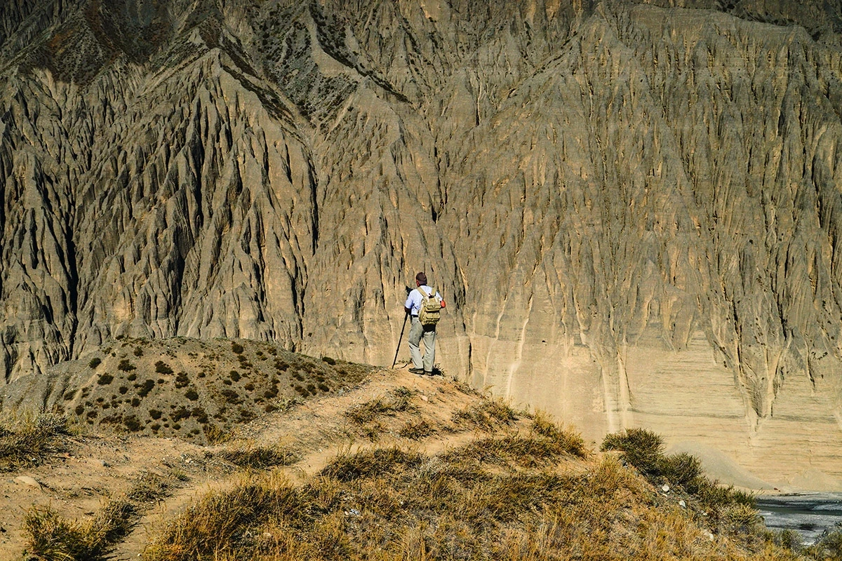 Myself at the canyon, Xinjiang – photo by Reiner Boehme