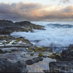Sunset at the lava coast