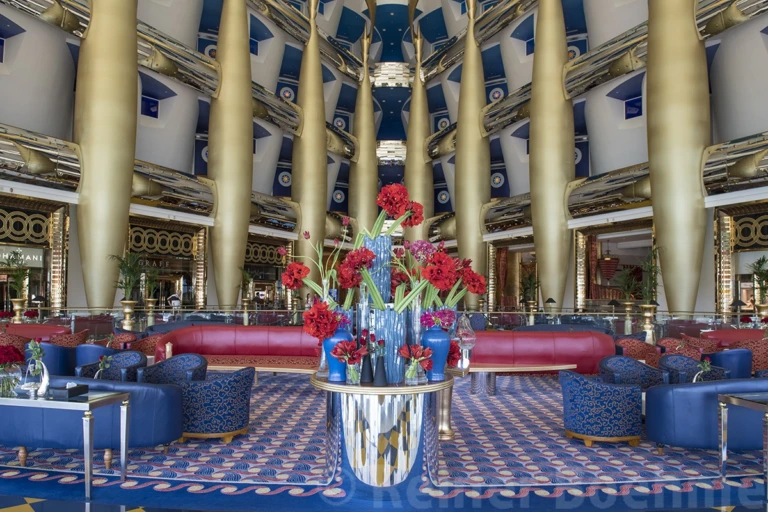 View from cafe on 1st floor into lobby, Burj al Arab
