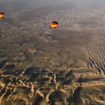 Sunrise over the desert at 1000 m altitude