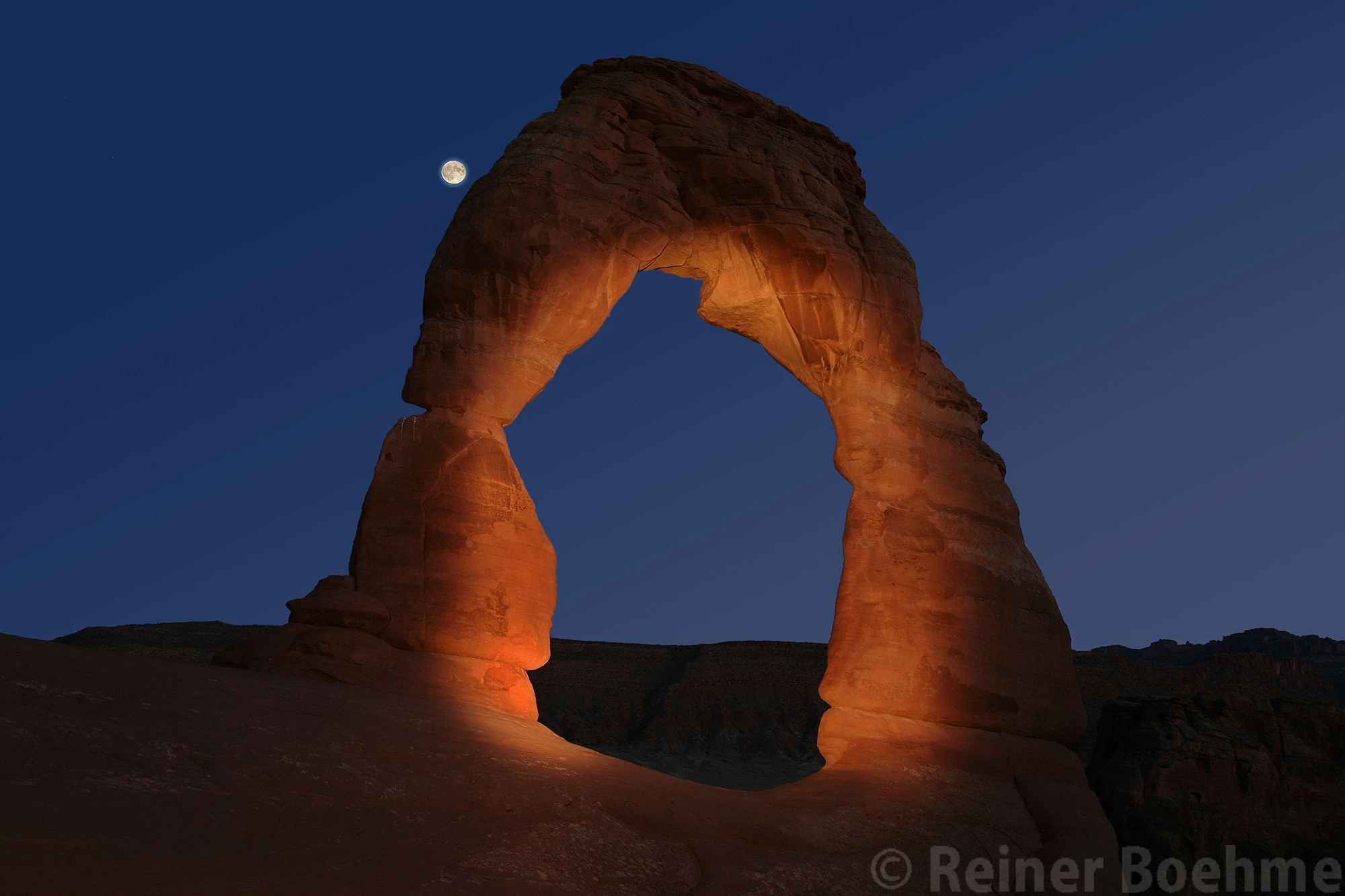 At full moon, Arches National Park – photo by Reiner Boehme