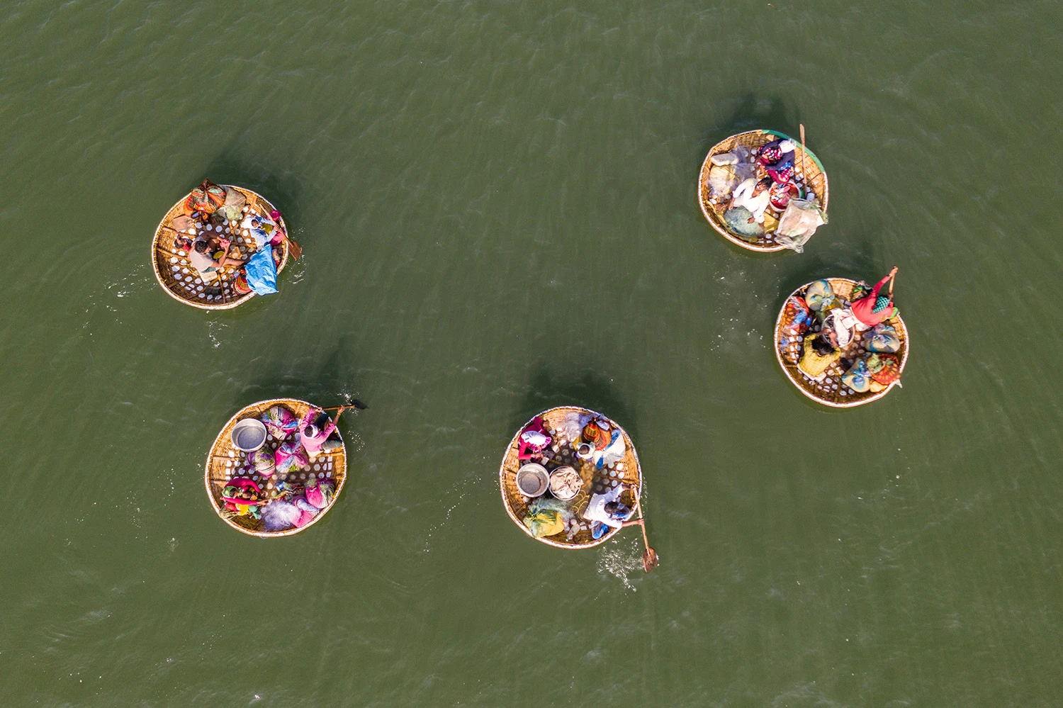 Round basket boats, Kerala – photo by Reiner Boehme