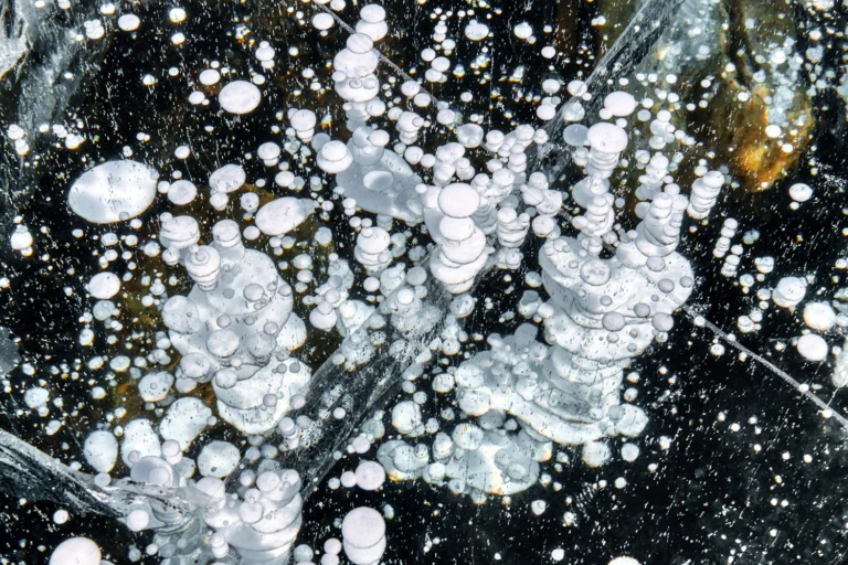 Frozen methane bubbles