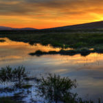 Sunset in iceland in winter