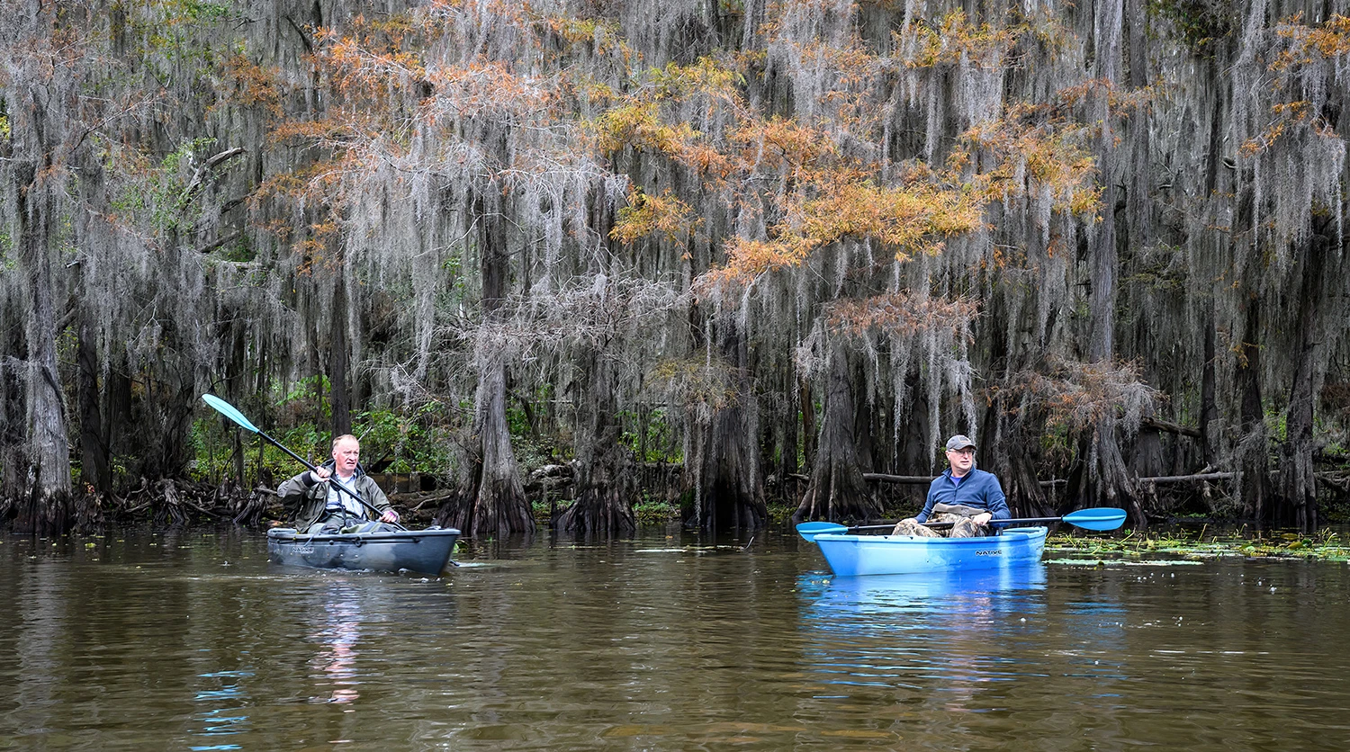 Armin and Georg, our guide, Swamps of Louisiana/Texas – photo by Reiner Boehme