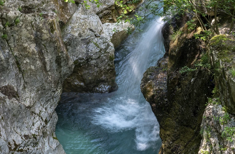 Soca gorge nearby the bridge