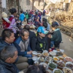 Village feast along the road