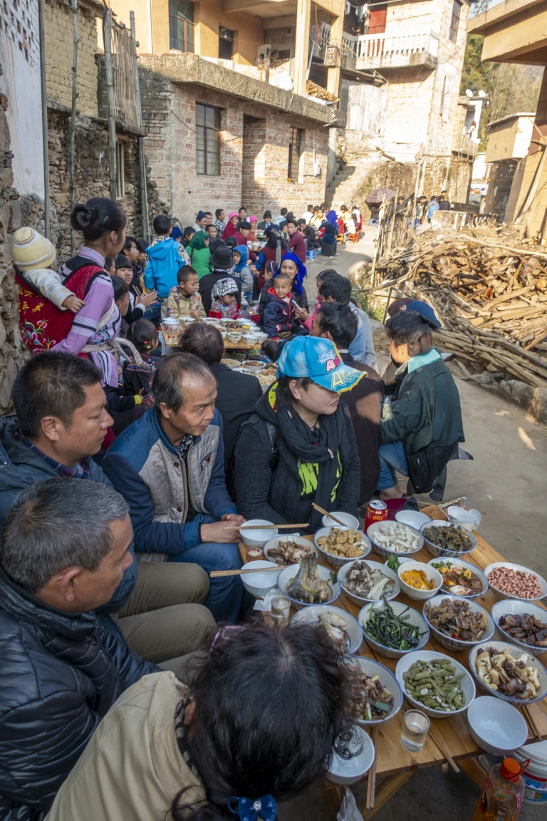 Village feast along the road