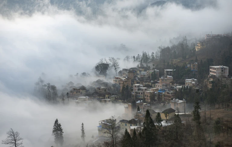 Foggy village