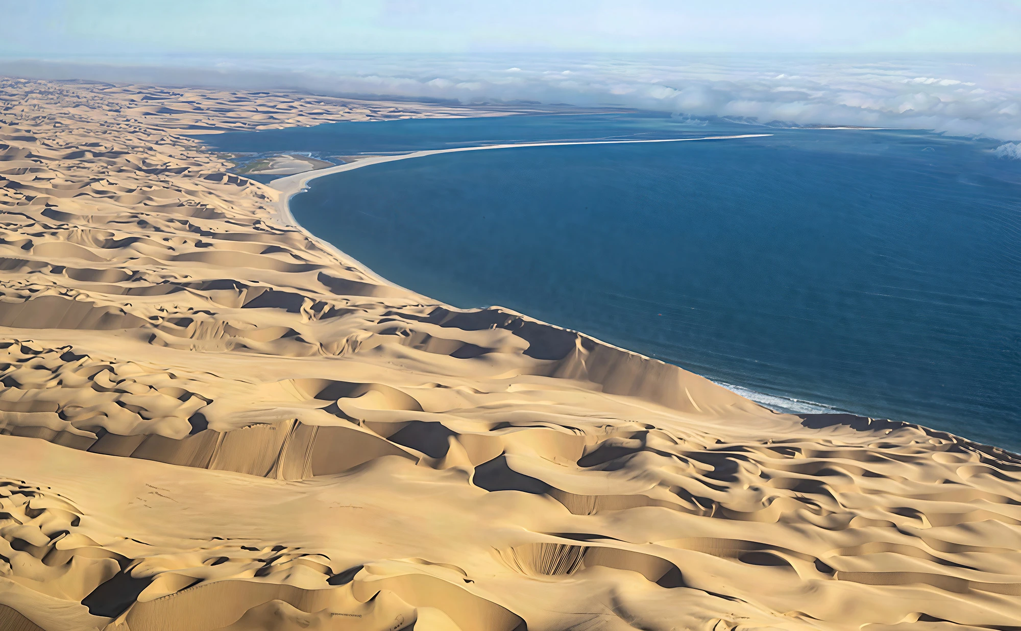 Sandwich harbor, where the desert meets the sea, Namibia – photo by Reiner Boehme