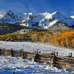 Fence with snow
