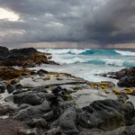 Sunset at the lava coast