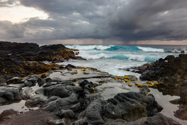 Sunset at the lava coast