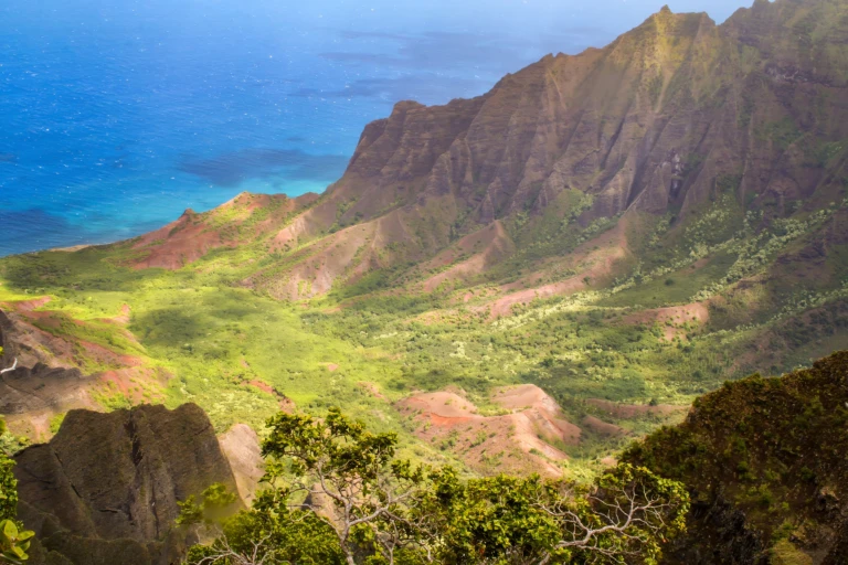 Famous Honopu valley at the Na Pali coast, Kauai